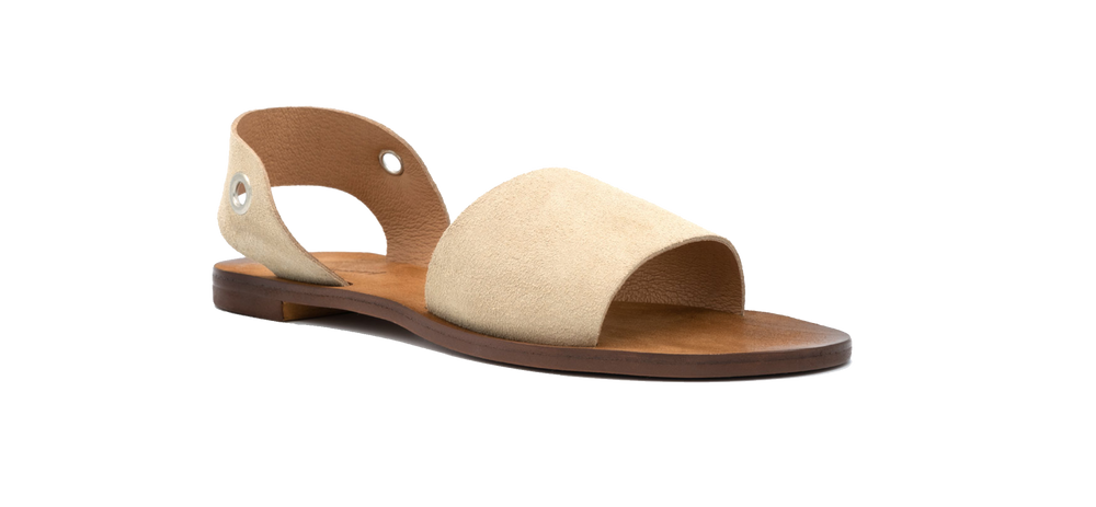Acapulco beige vegan sandals for women in angled view with minimalist design and sustainable materials