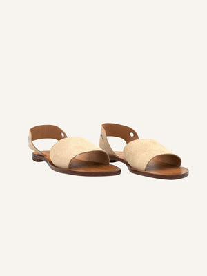Acapulco beige vegan sandals for women shown as a pair, minimalist sustainable summer footwear